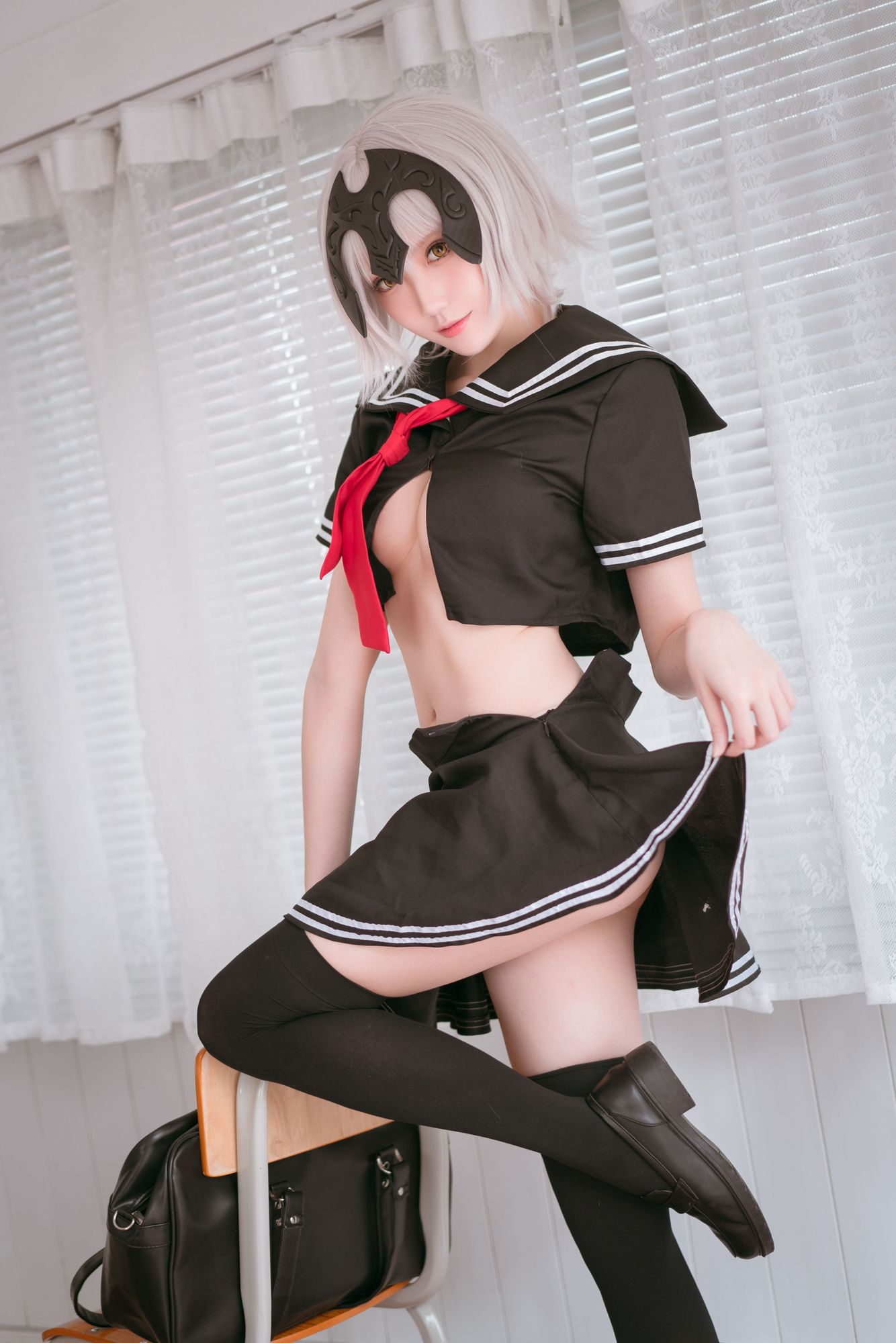 图片[3]-瓜希酱 No.006 黑贞德 校服（13P） - 图友-图友