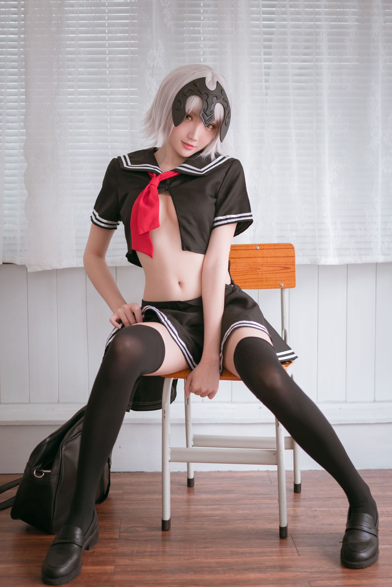 图片[5]-瓜希酱 No.006 黑贞德 校服（13P） - 图友-图友