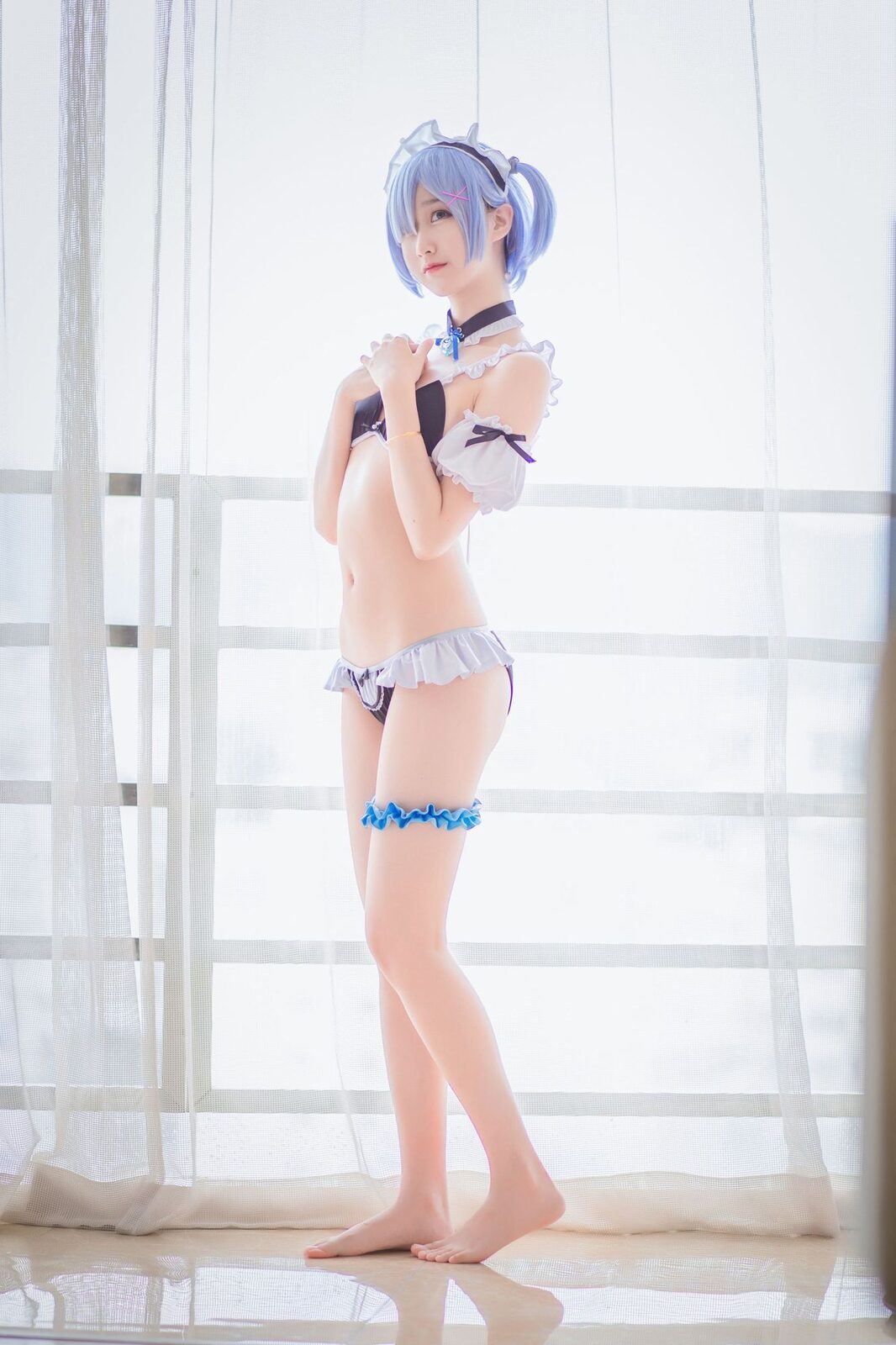 蕾姆泳装 - 木棉棉OwO cosplay 第4张