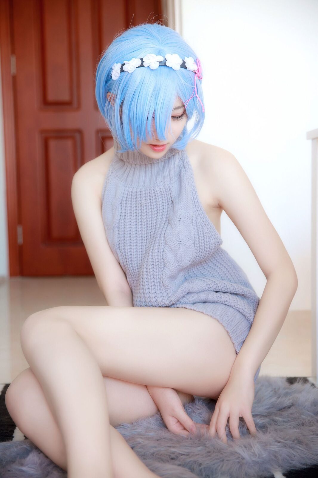 蕾姆露背毛衣 - 南桃Momoko cosplay 第5张