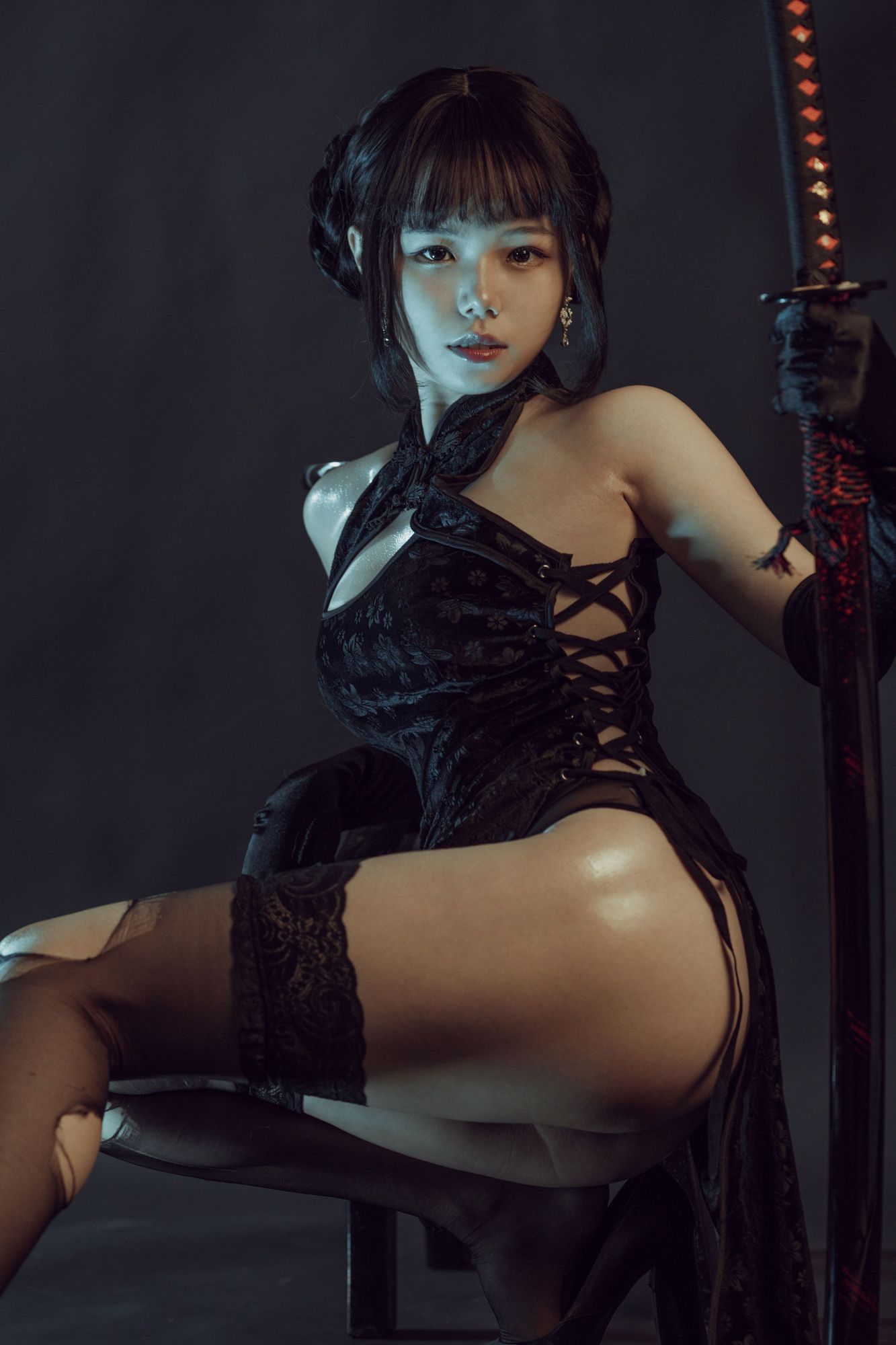 图片[5]-七月喵子 No.007 穿旗袍耍剑（32P） - 图友-图友